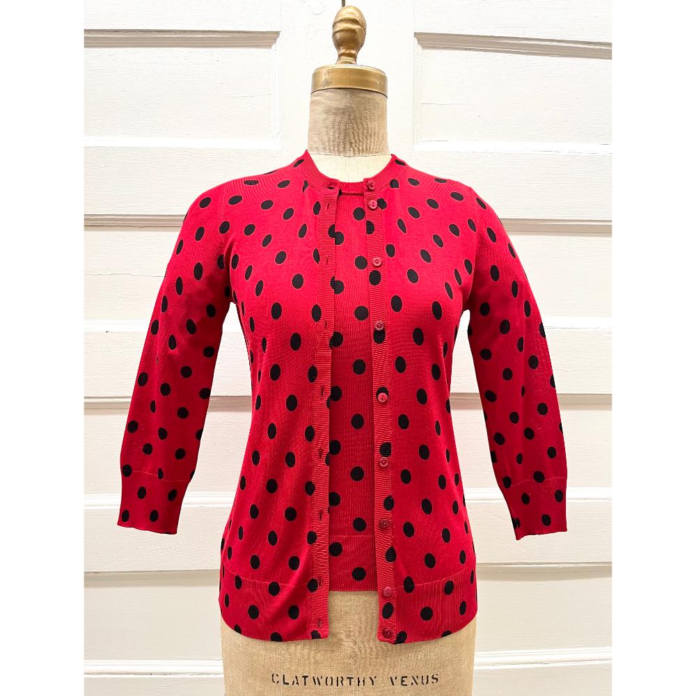 Dolce & Gabbana silk knit ladybug top/cardigan set