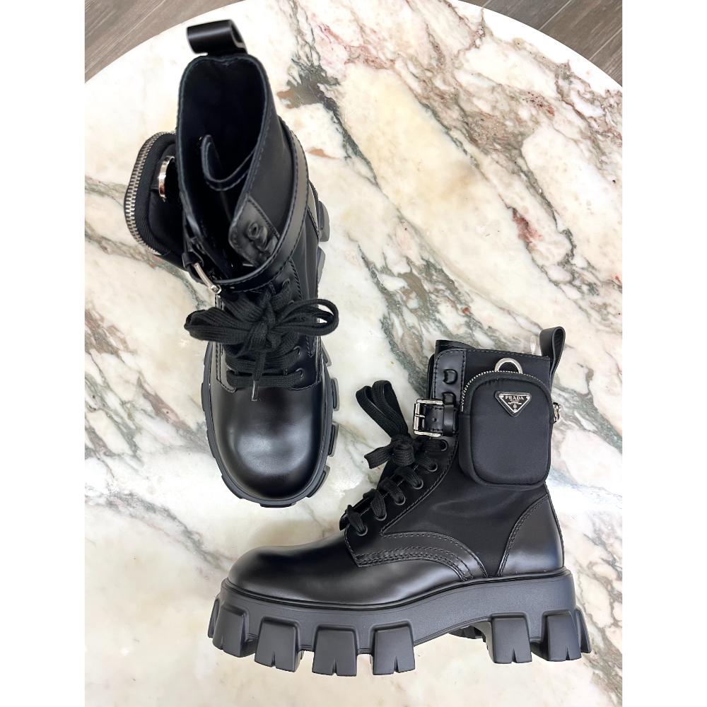 Prada Monolith black leather boot - sz 39