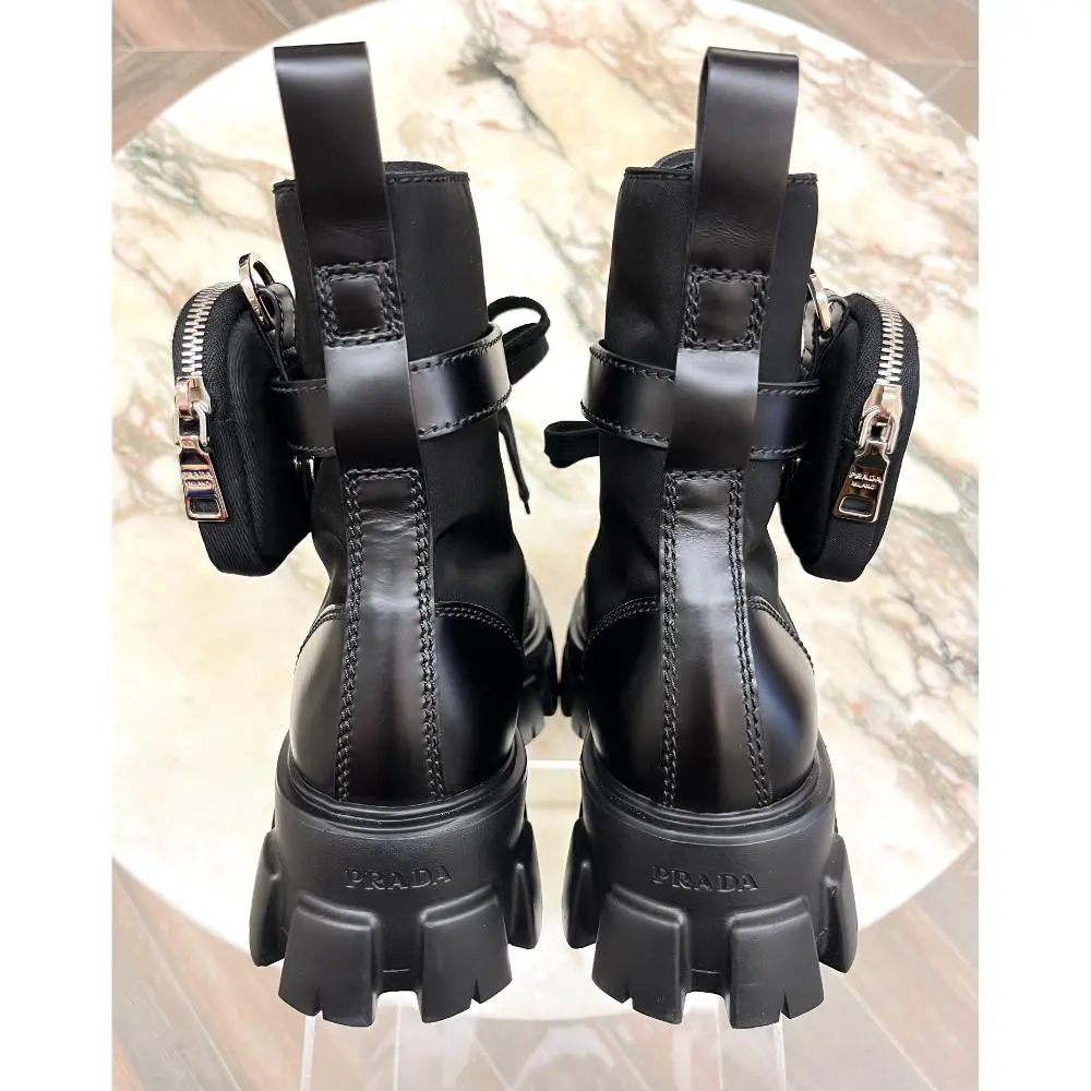 Prada Monolith black leather boot - sz 39