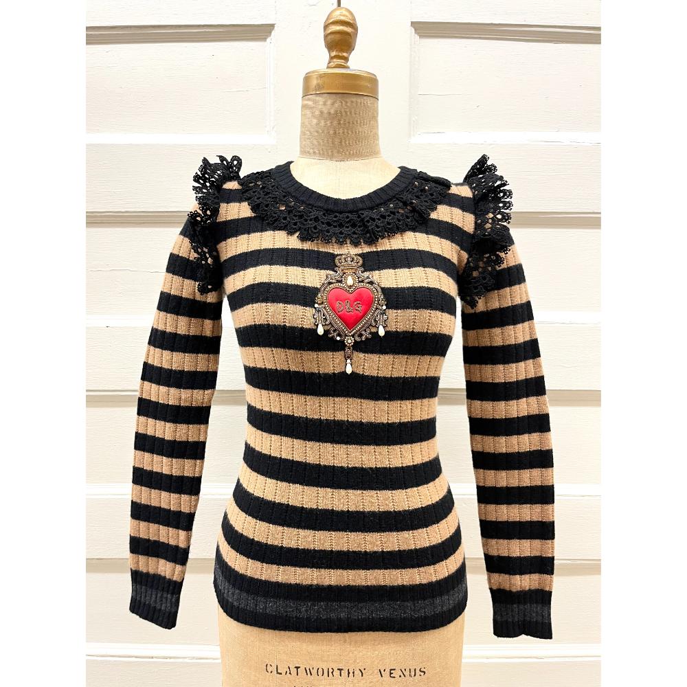 Dolce & Gabbana Sacred Heart striped sweater