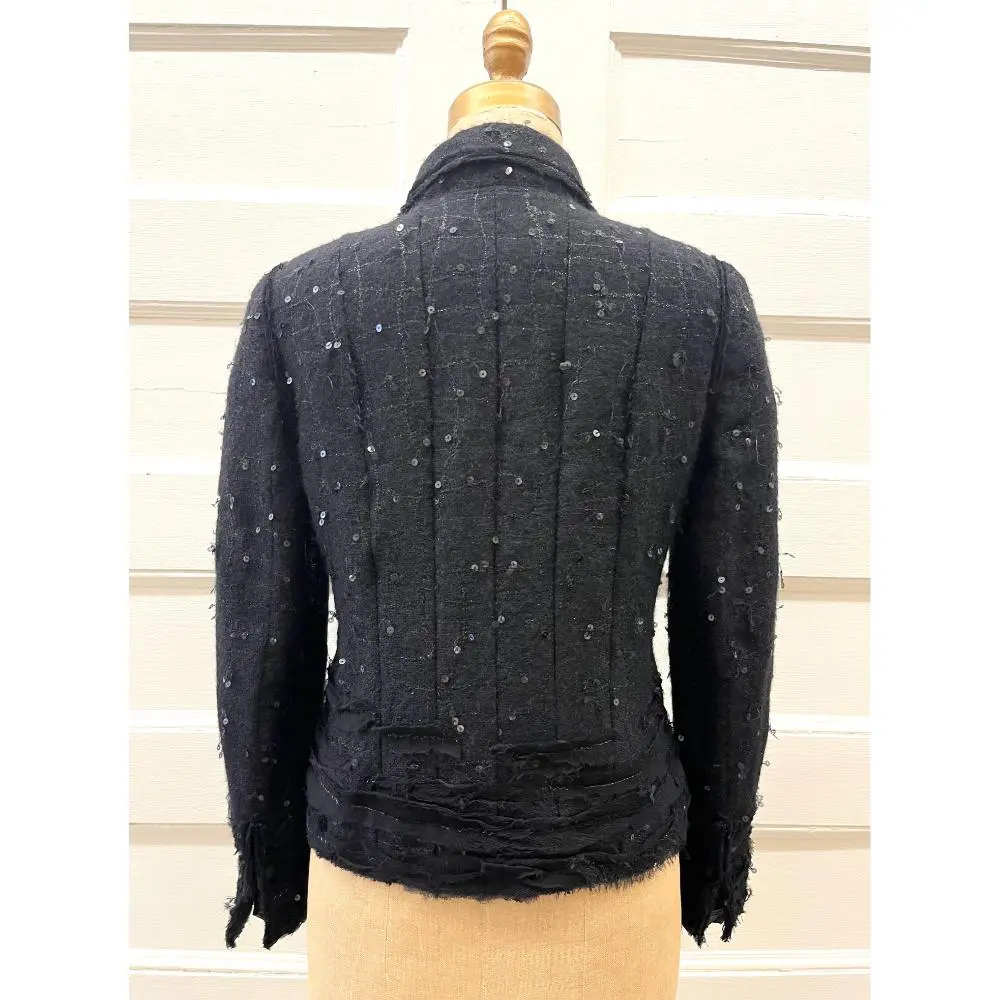 Chanel 2004 black sequin & metallic thread jacket