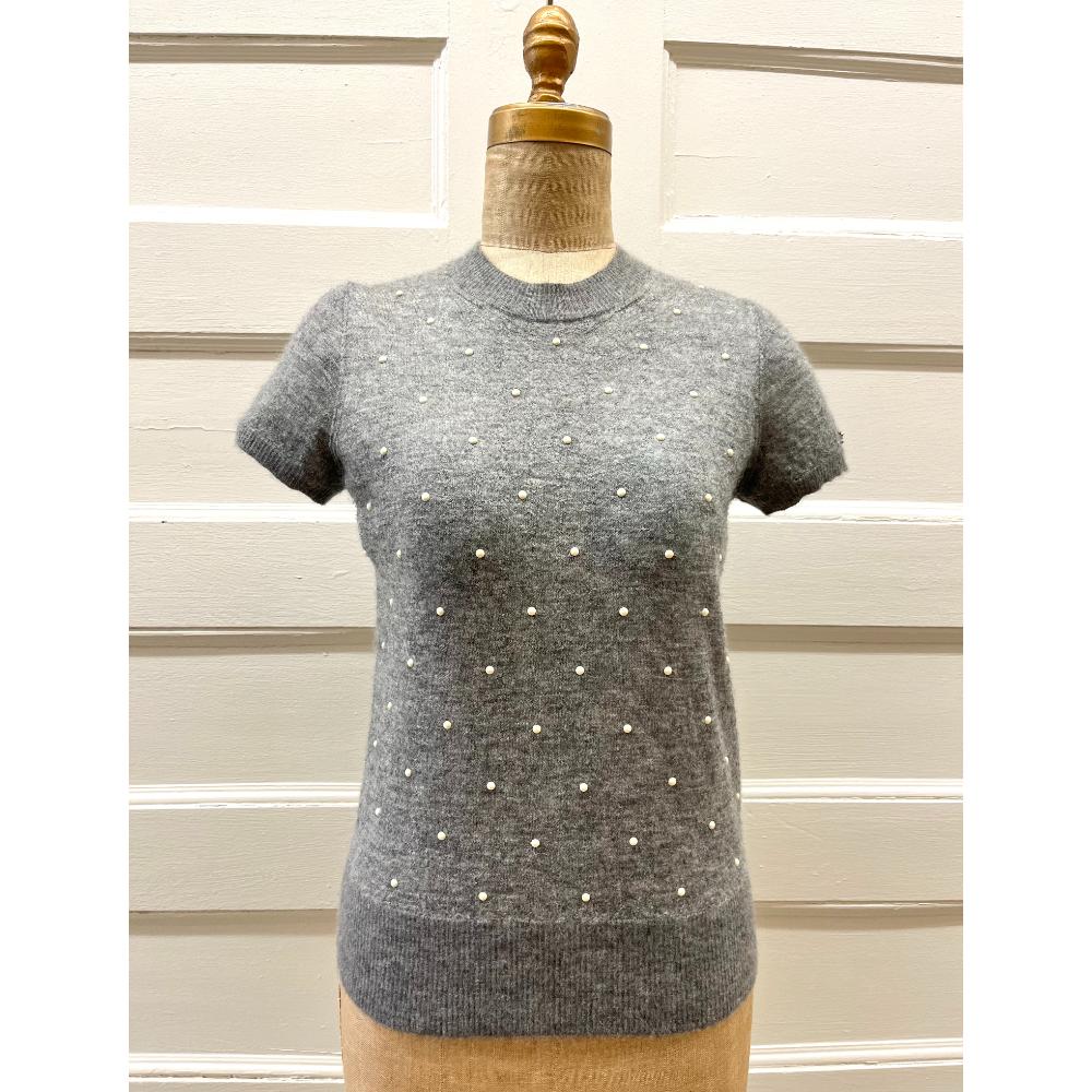 Chanel mohair & cashmere pearl studded top