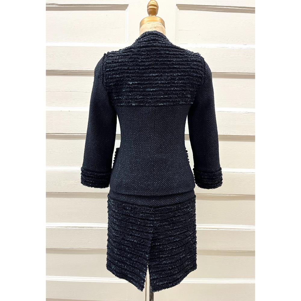 Chanel navy tweed jacket & skirt set