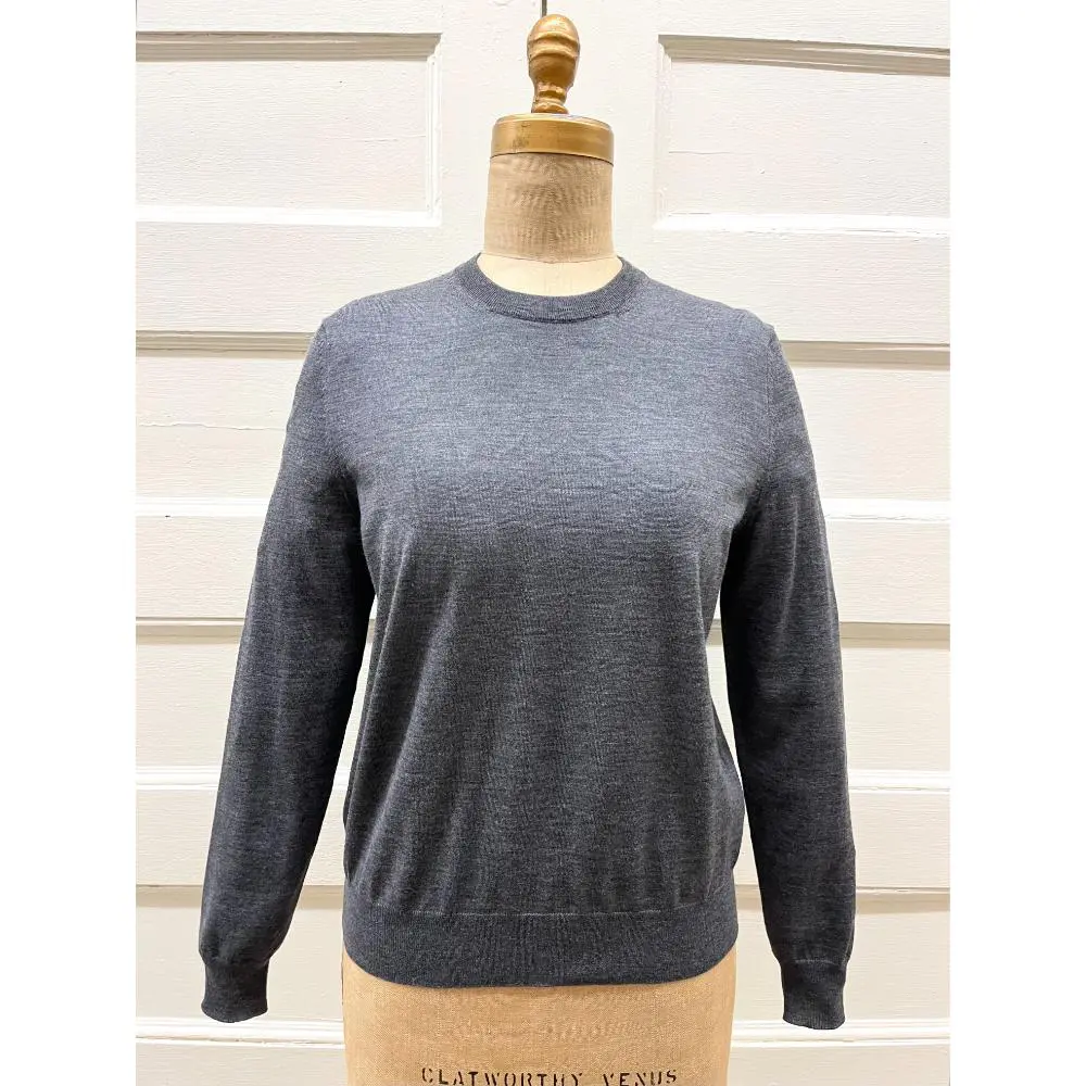 Balenciaga grey wool knit sweater w/ logo back