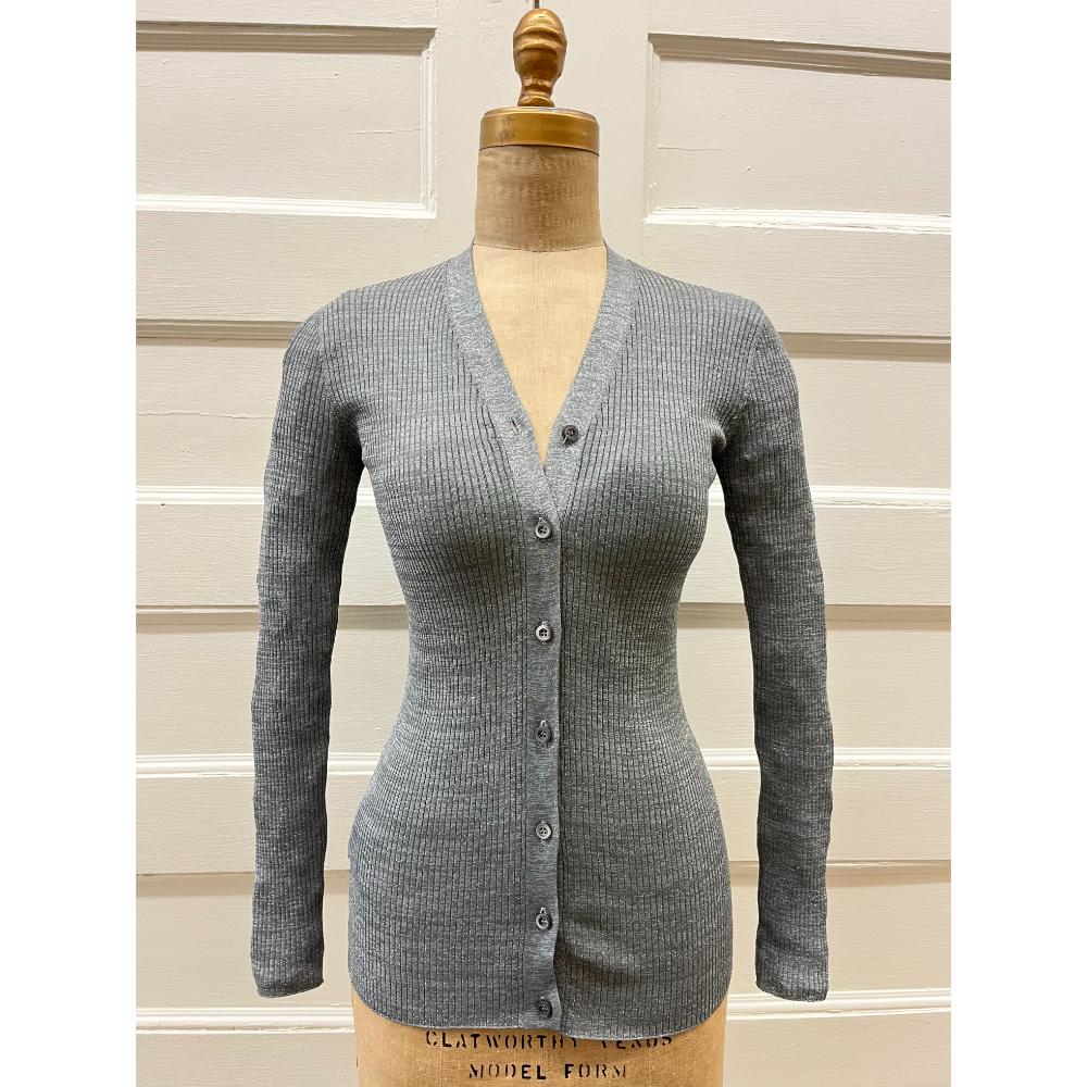 Prada metallic grey cardigan