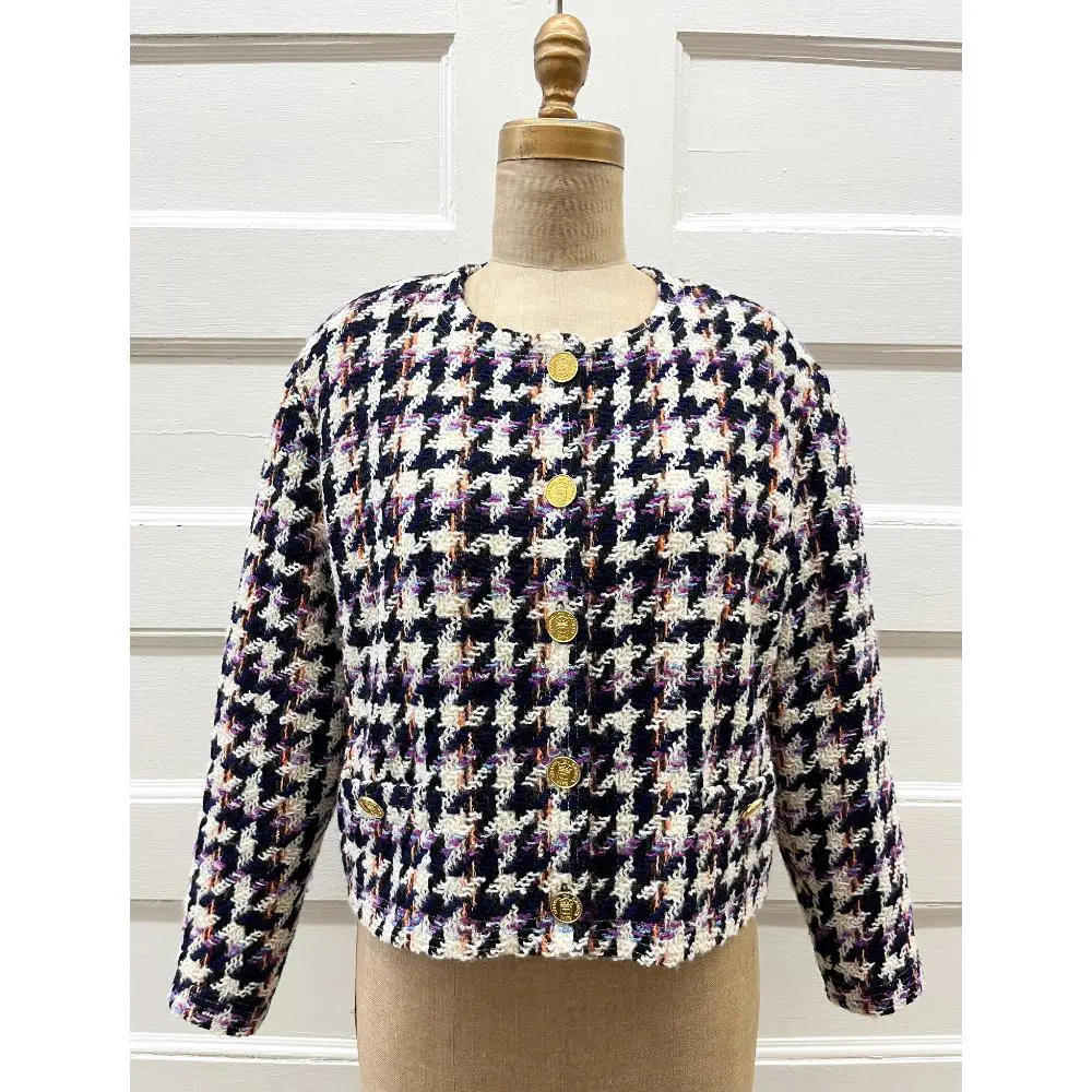 Chanel 1980's multi-colour houndstooth jacket