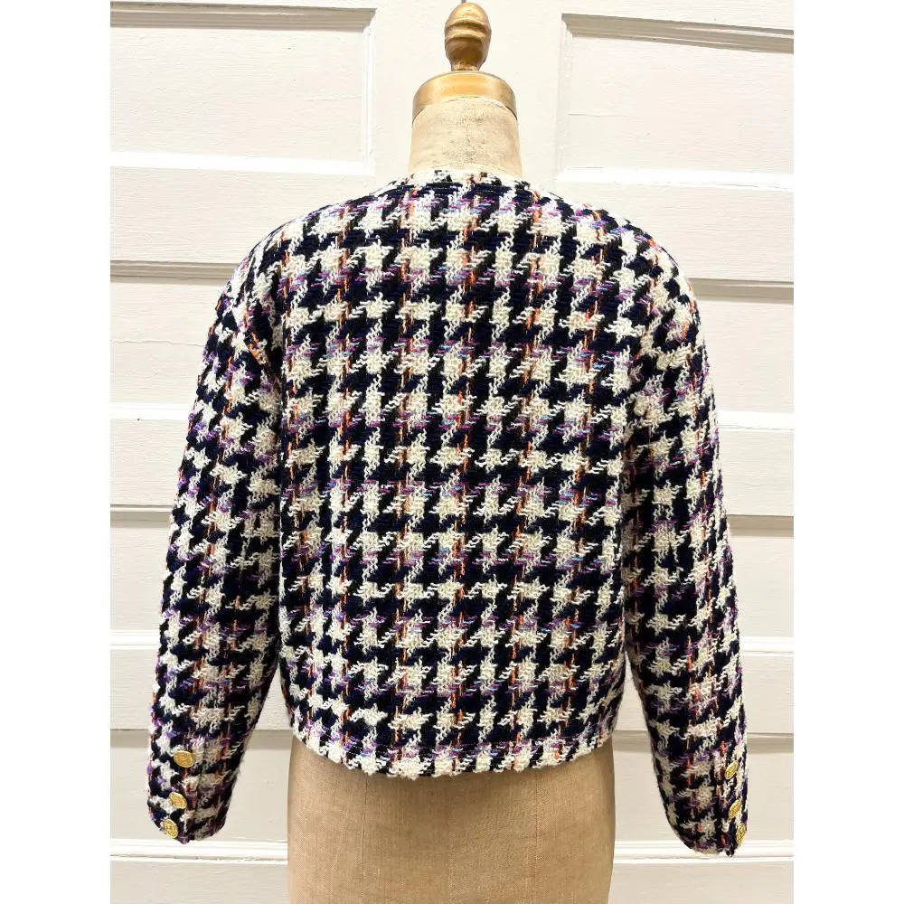 Chanel 1980's multi-colour houndstooth jacket