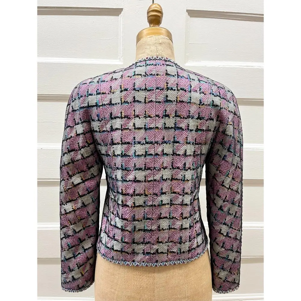 Chanel 1998 pastel tweed jacket w/ tulle overlay