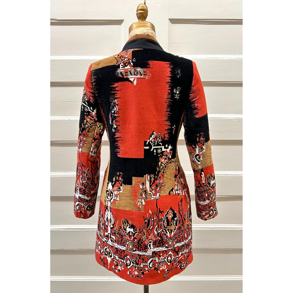 Etro orange and black collarless 3/4 jacket