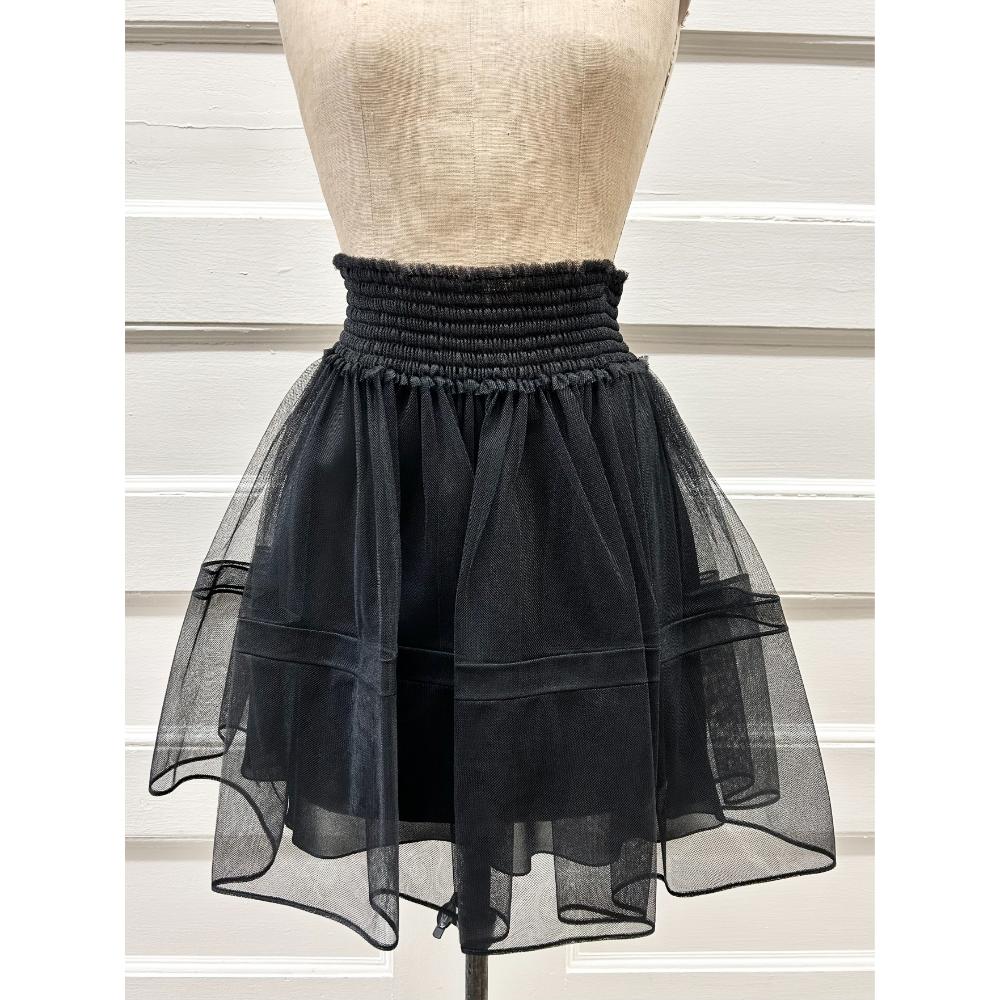 Dior black tulle mini skirt & silk slip