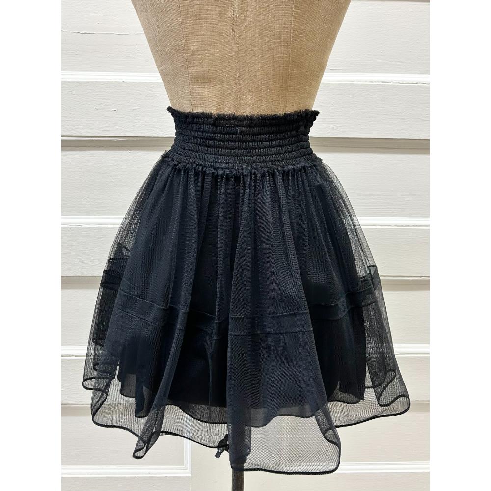 Dior black tulle mini skirt & silk slip