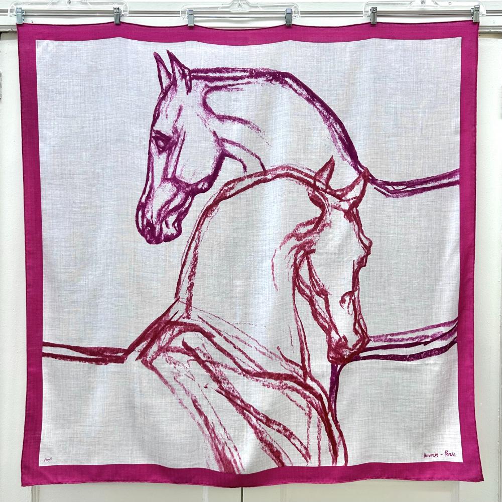 Hermès Chevaux Au Pre cashmere shawl/scarf