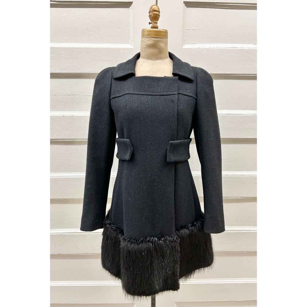 Prada wool coat with beaver trim