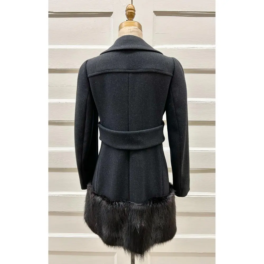 Prada wool coat with beaver trim