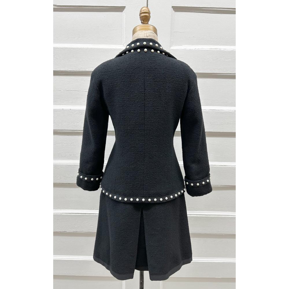 Chanel 2013 black cotton tweed skirt suit