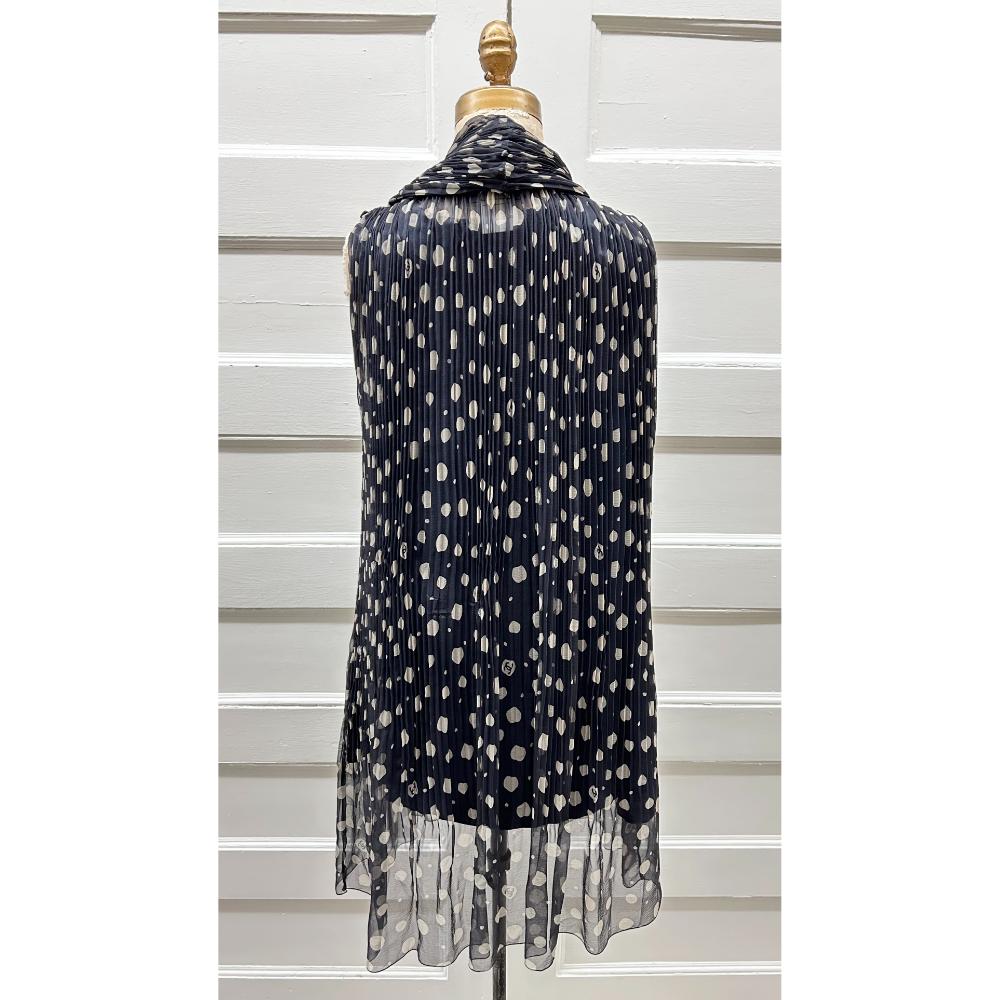 Chanel 2000 polka dot pleated chiffon dress w/ scarf