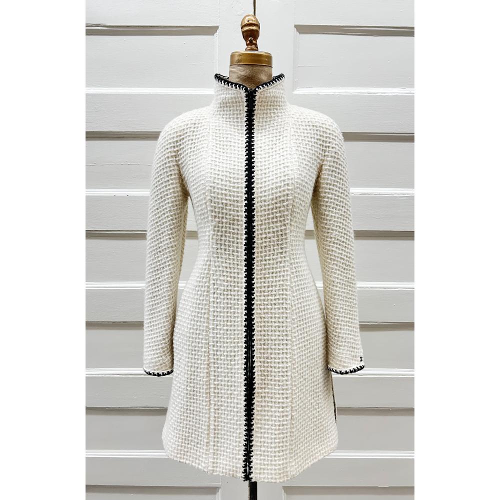 Chanel ivory wool tweed coat