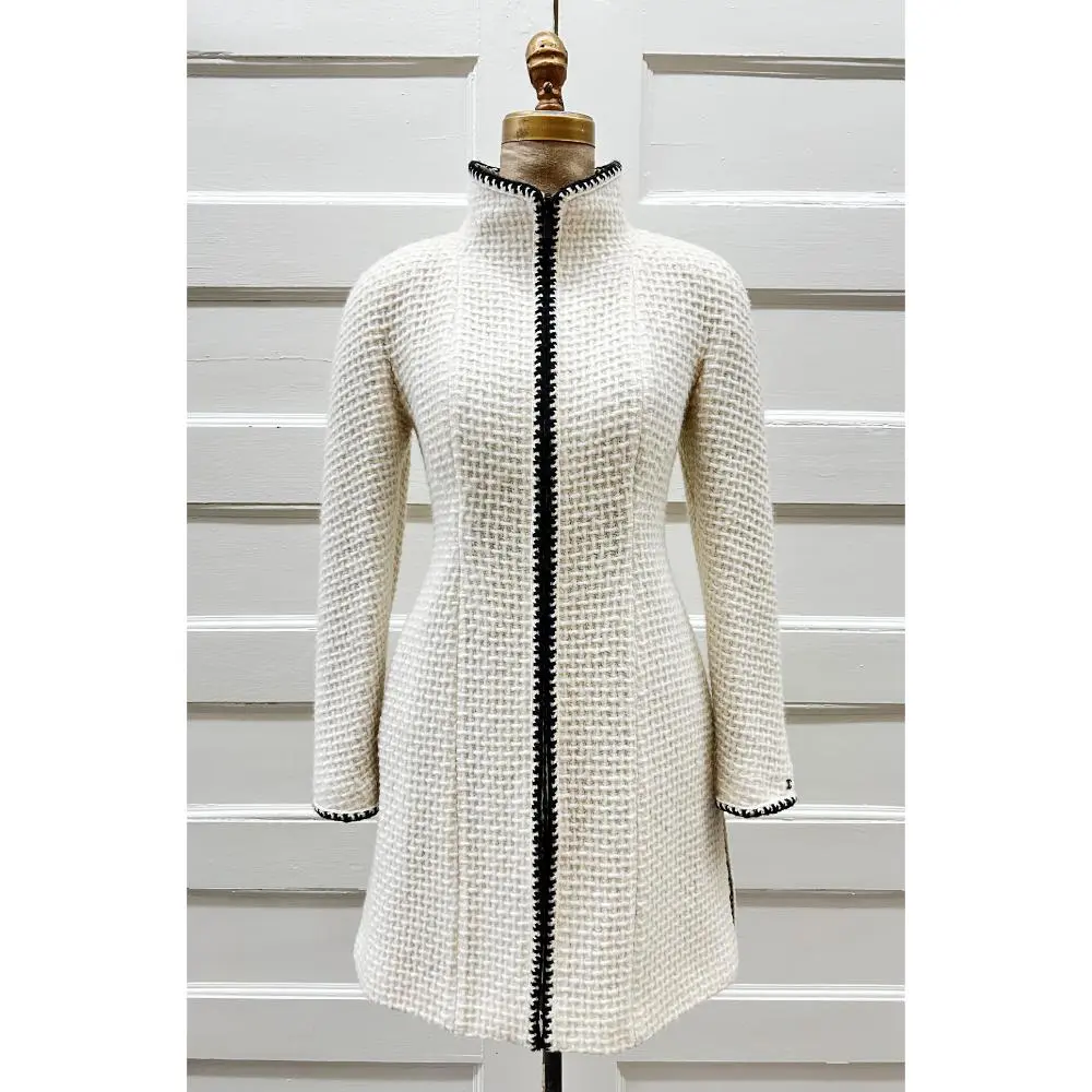 Chanel ivory wool tweed coat