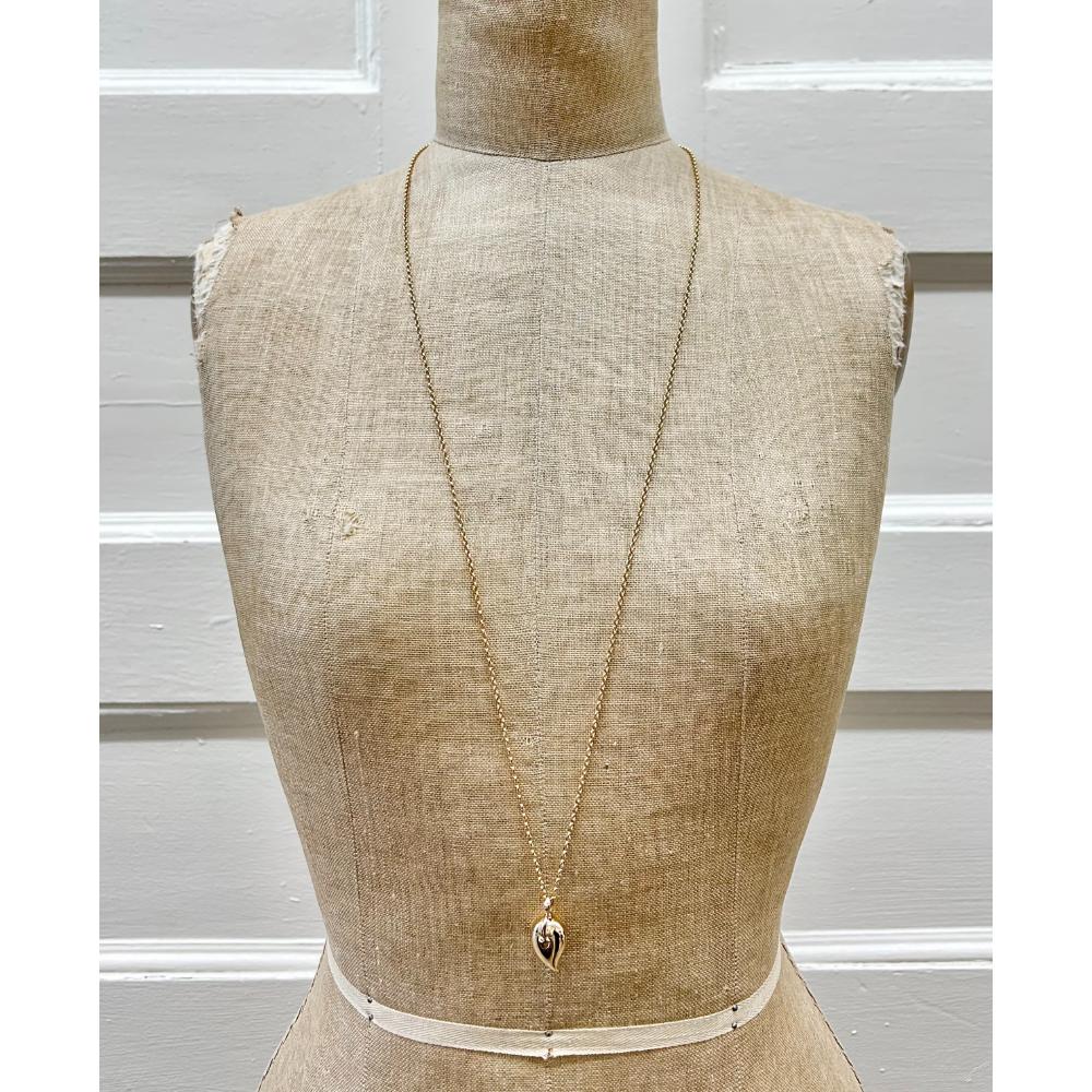 Tamara Comolli 18K gold leaf pendant long necklace