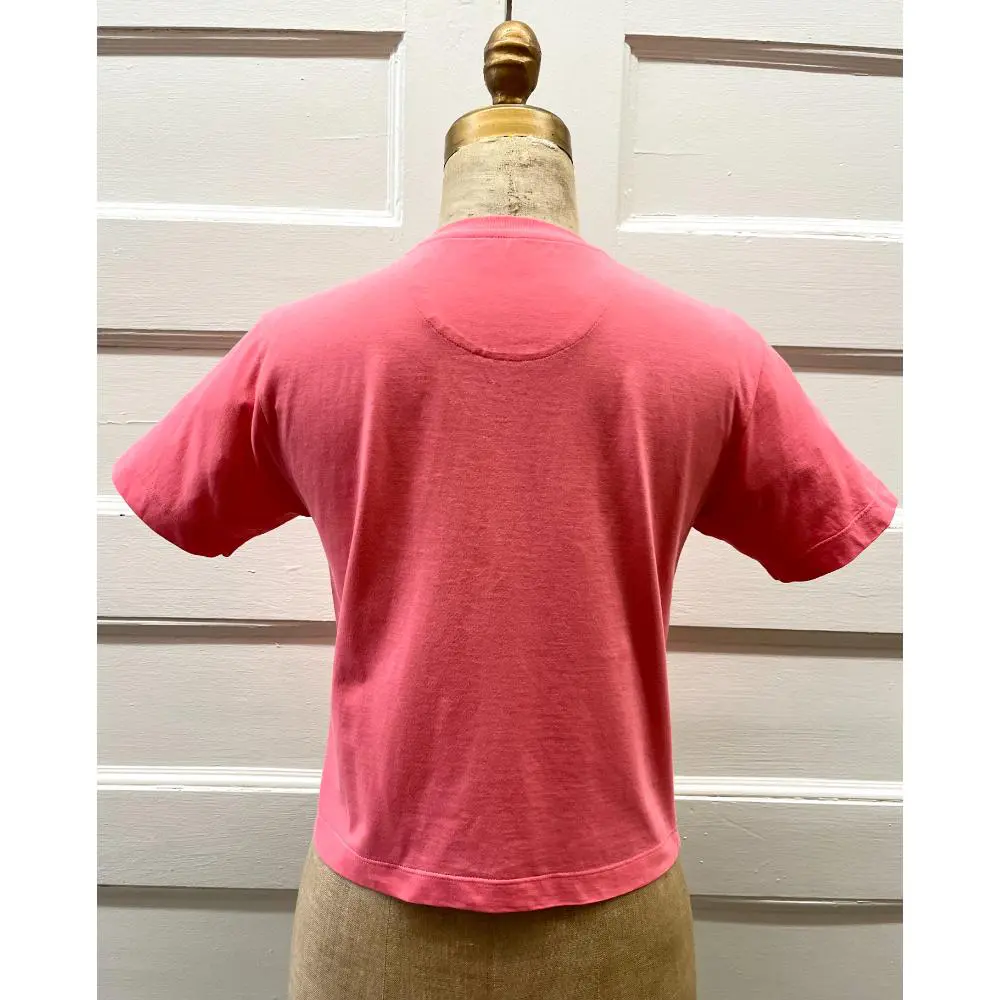 Fendi pink cropped t-shirt w/ logo zip pocket