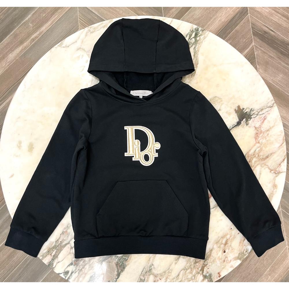 Dior Kid's embroidered logo hoodie in black