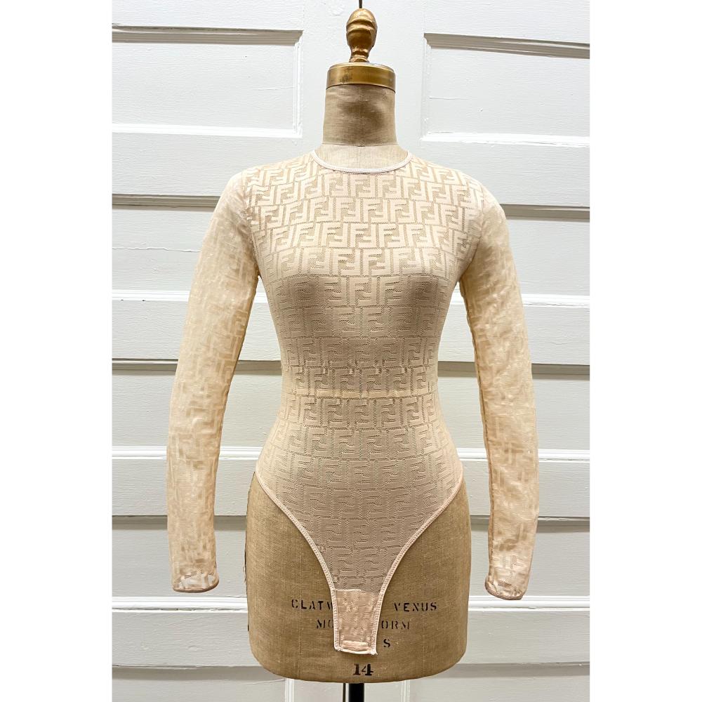 Fendi beige mesh bodysuit