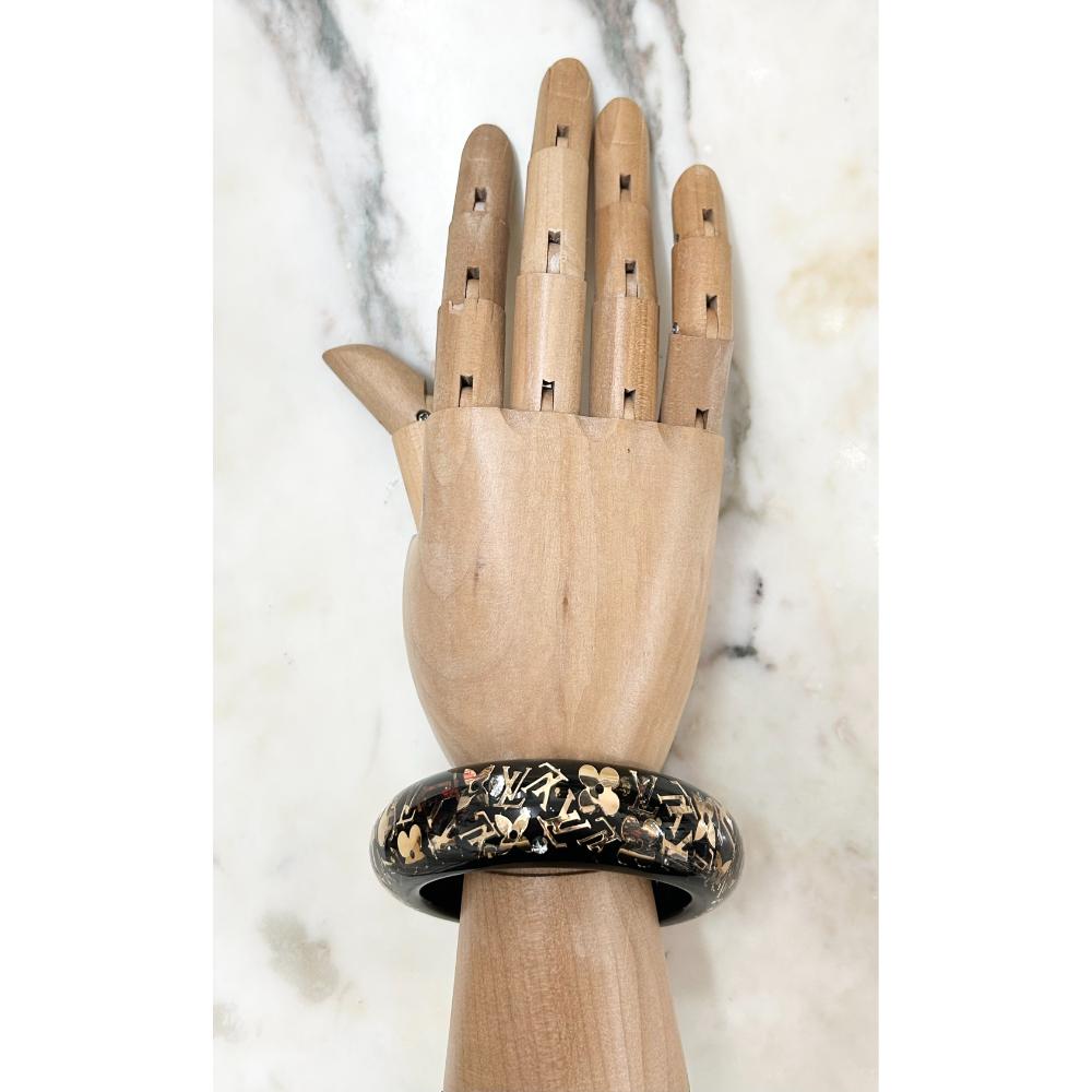 Louis Vuitton wide inclusion bangle - black