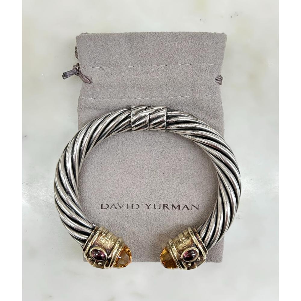 David Yurman silver and gold gemstone cable bracelet