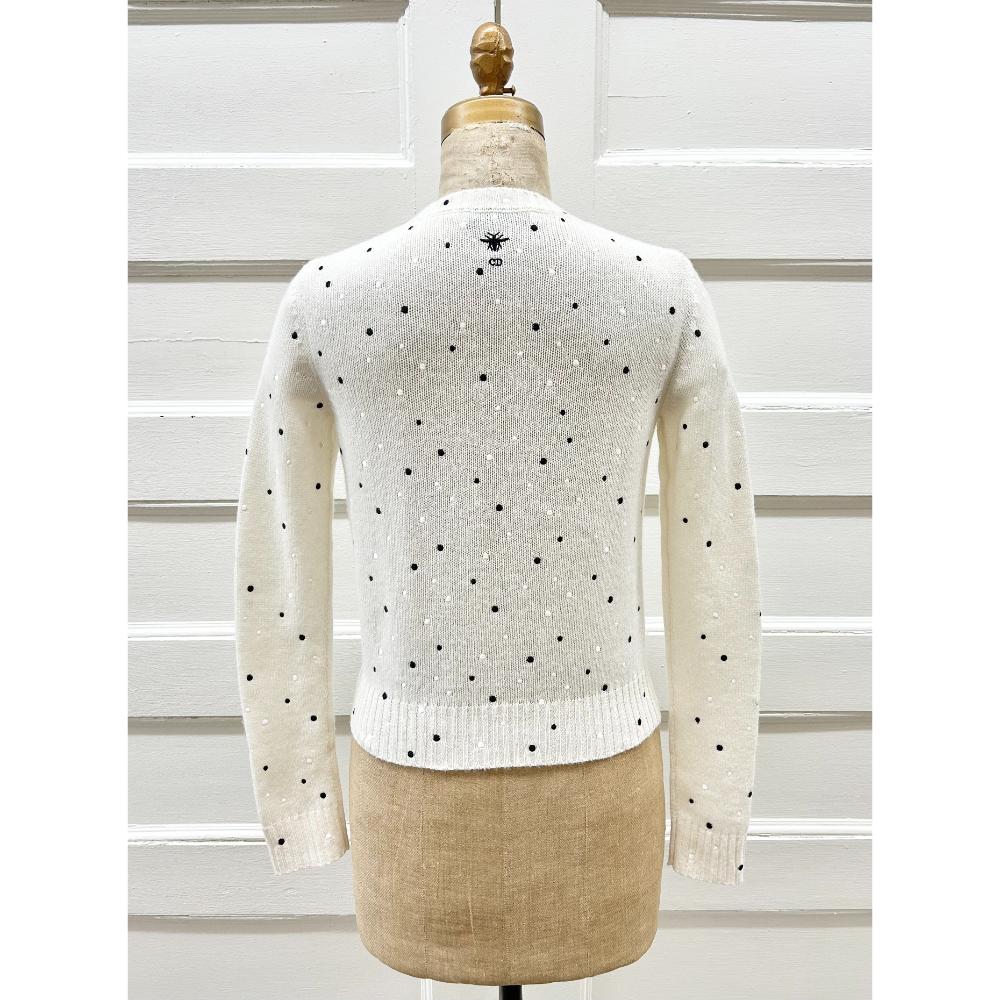 Dior embroidered polka dot cashmere sweater