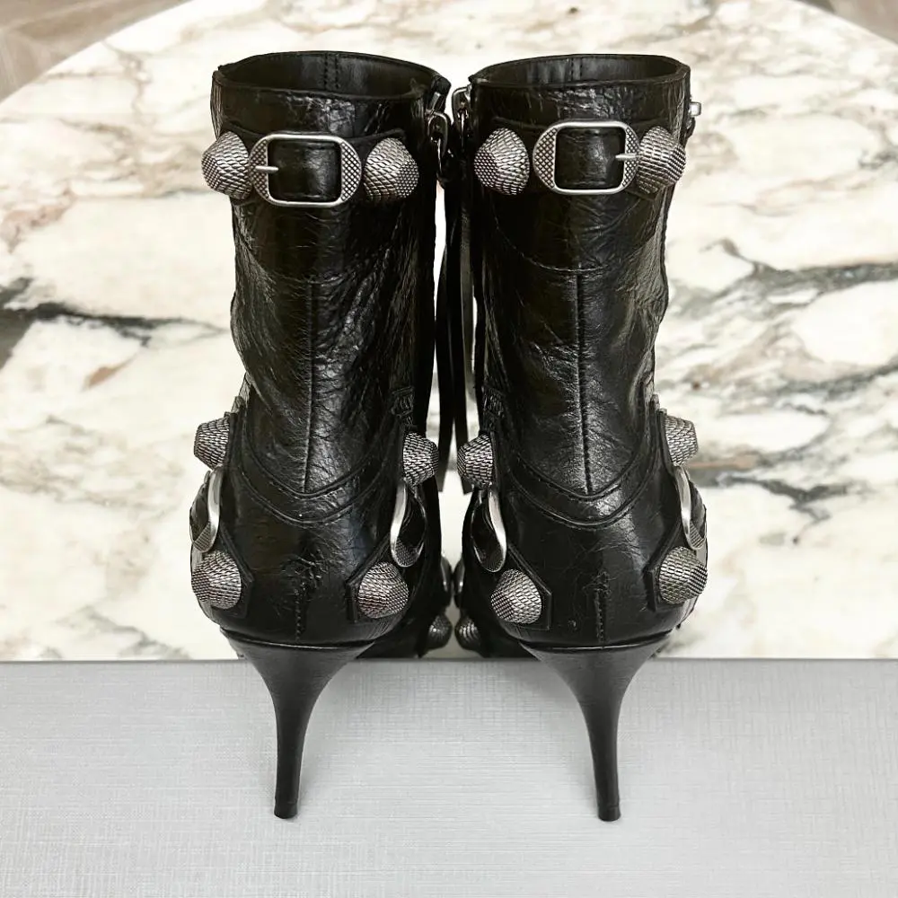 Balenciaga Cagole black leather bootie ~ sz 37