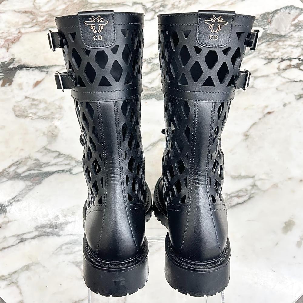 Dior laser cut leather combat boots ~ sz 38