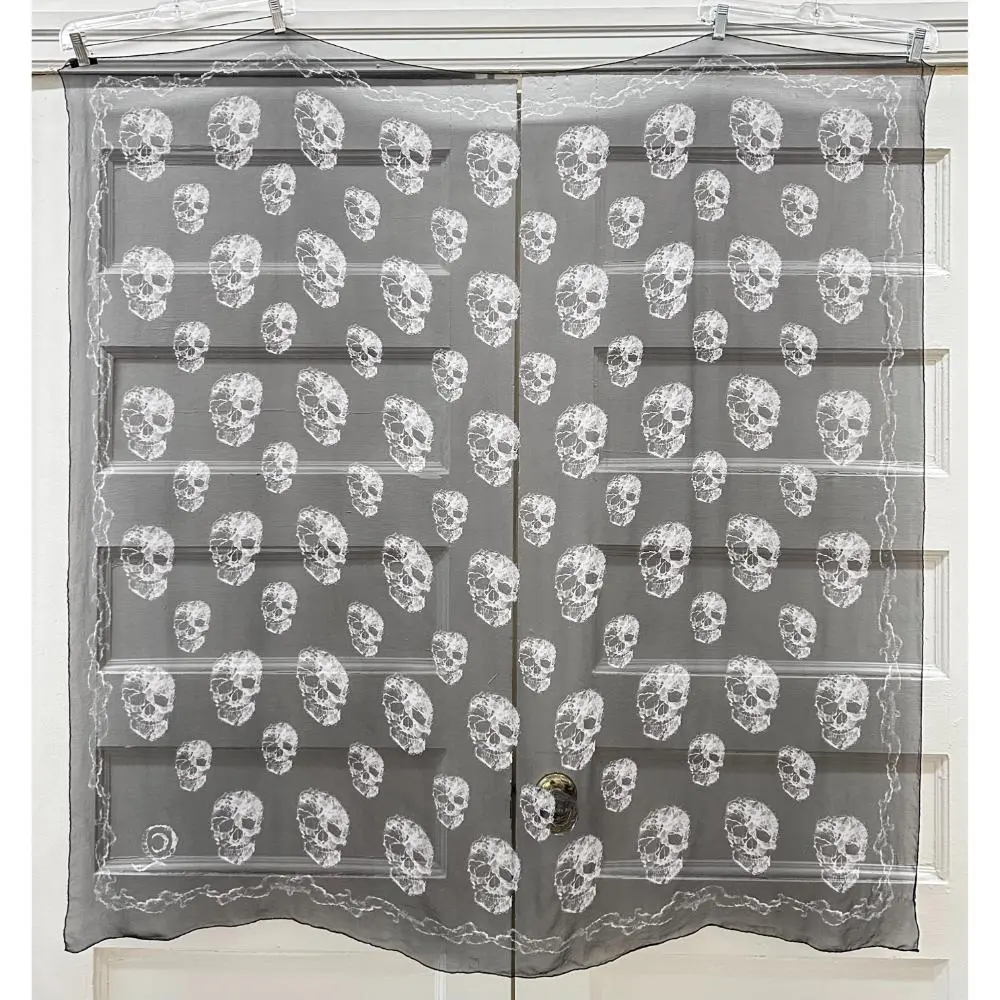 Alexander McQueen black & grey skull silk chiffon scarf