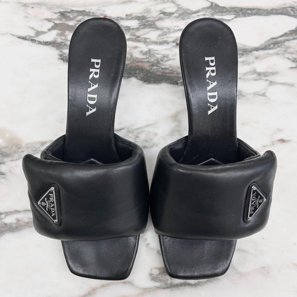 Prada black puffer mules ~ sz 37.5