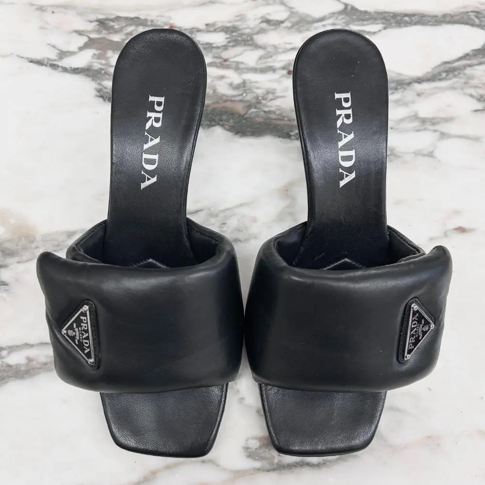 Prada black puffer mules ~ sz 37.5