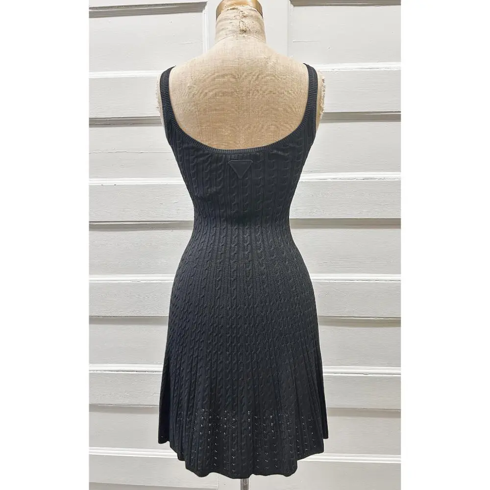 Prada black cable knit mini dress