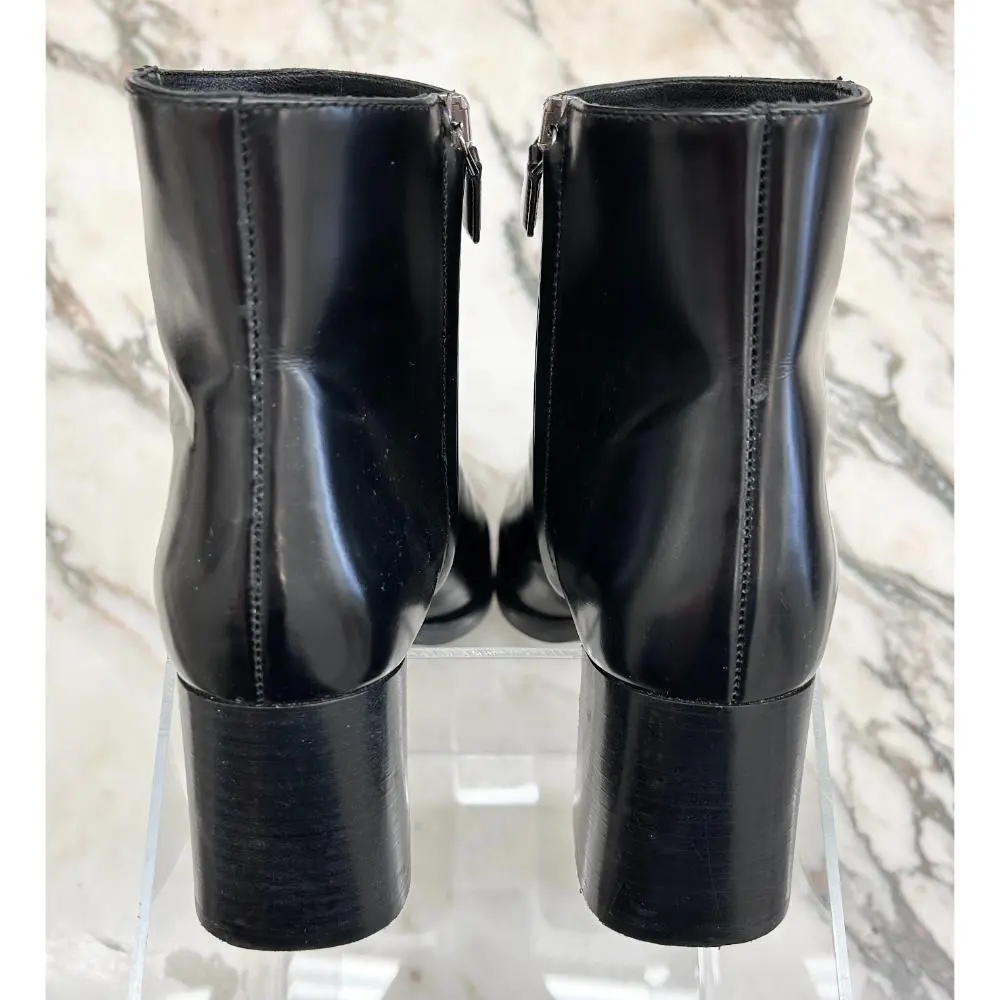 Prada black leather square toe ankle boots ~ sz 37.5