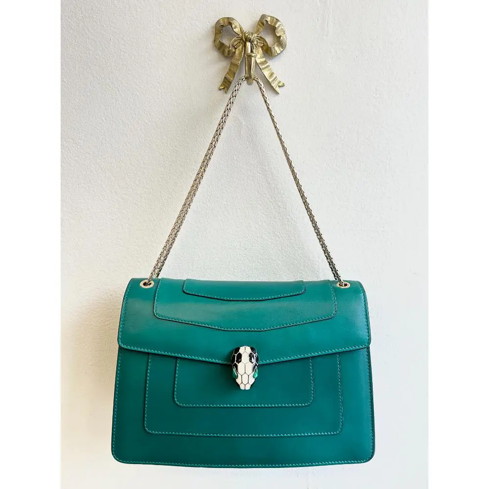 Bulgari Serpenti Forever teal green medium leather bag