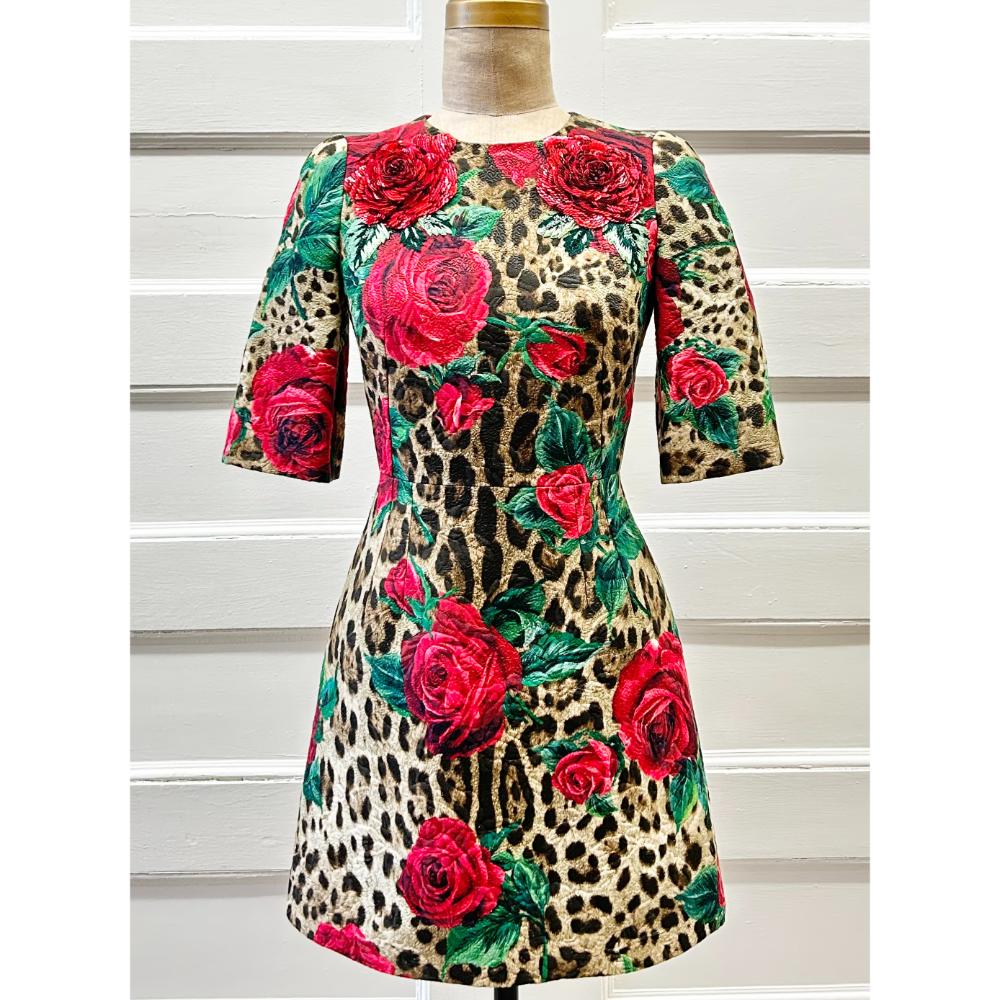 Dolce & Gabbana leopard/roses print dress