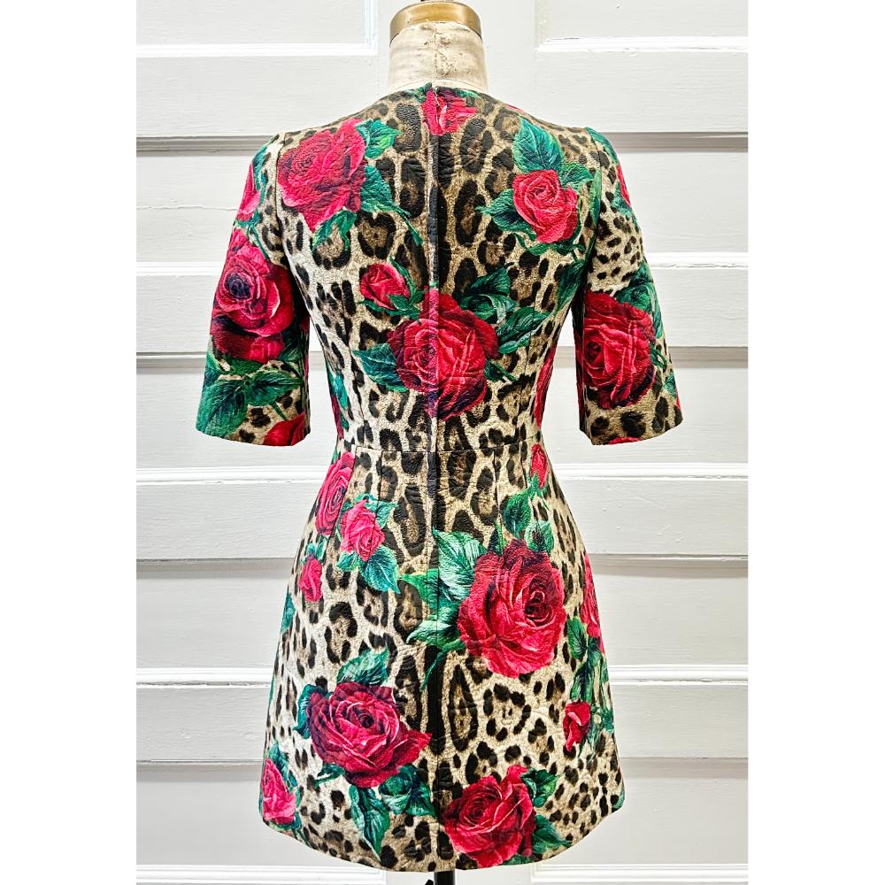 Dolce & Gabbana leopard/roses print dress