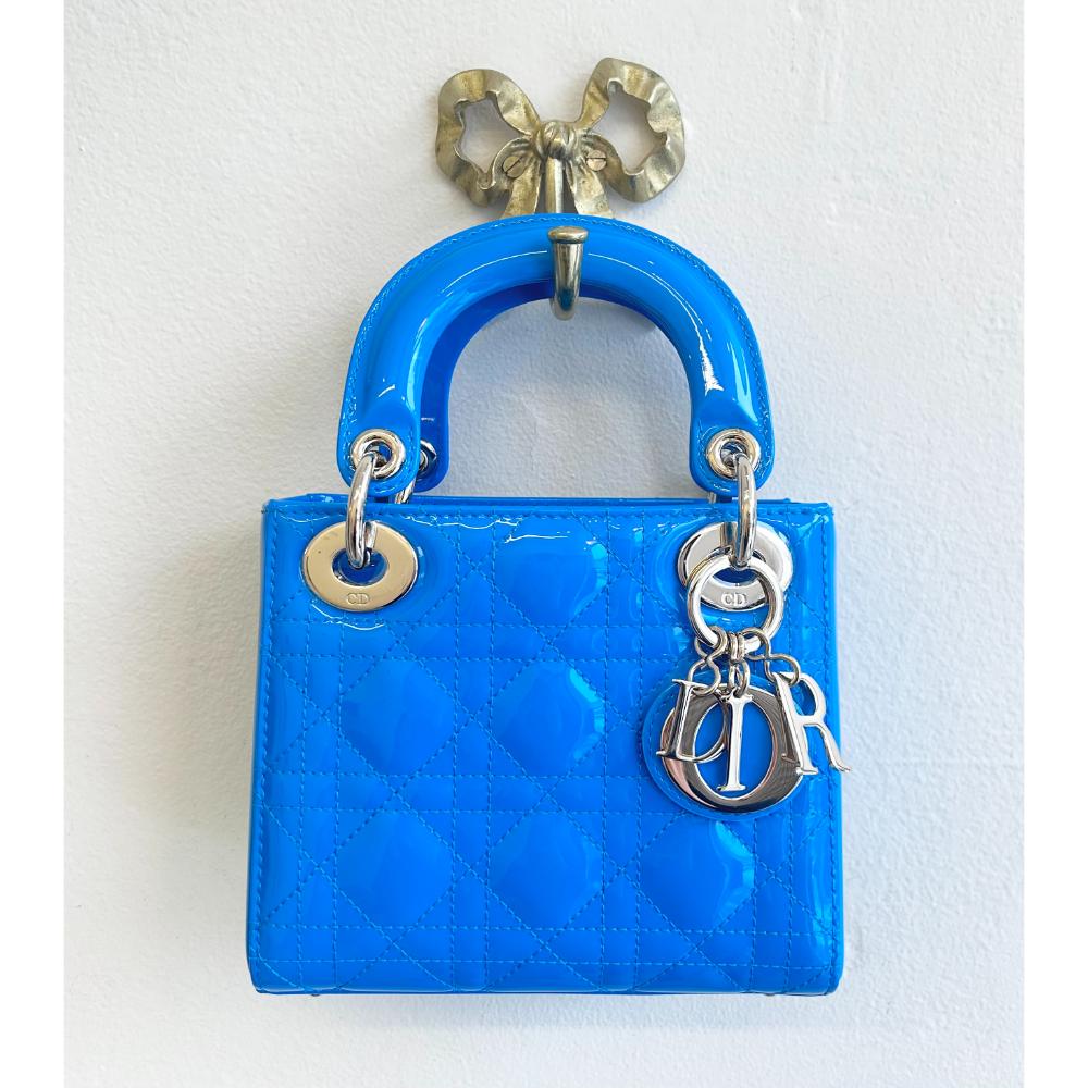 Dior mini Lady Dior bag in patent electric blue