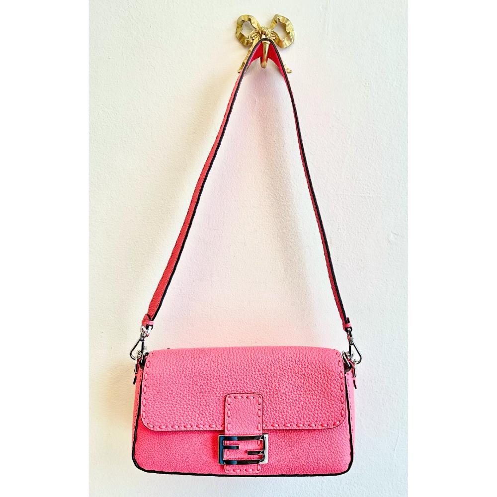 Fendi Baguette pink Selleria bag w/ 2 straps