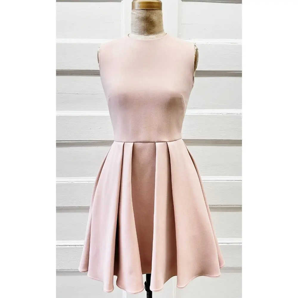 Christian Dior dusty rose wool dress w/ full skirt  & pockets