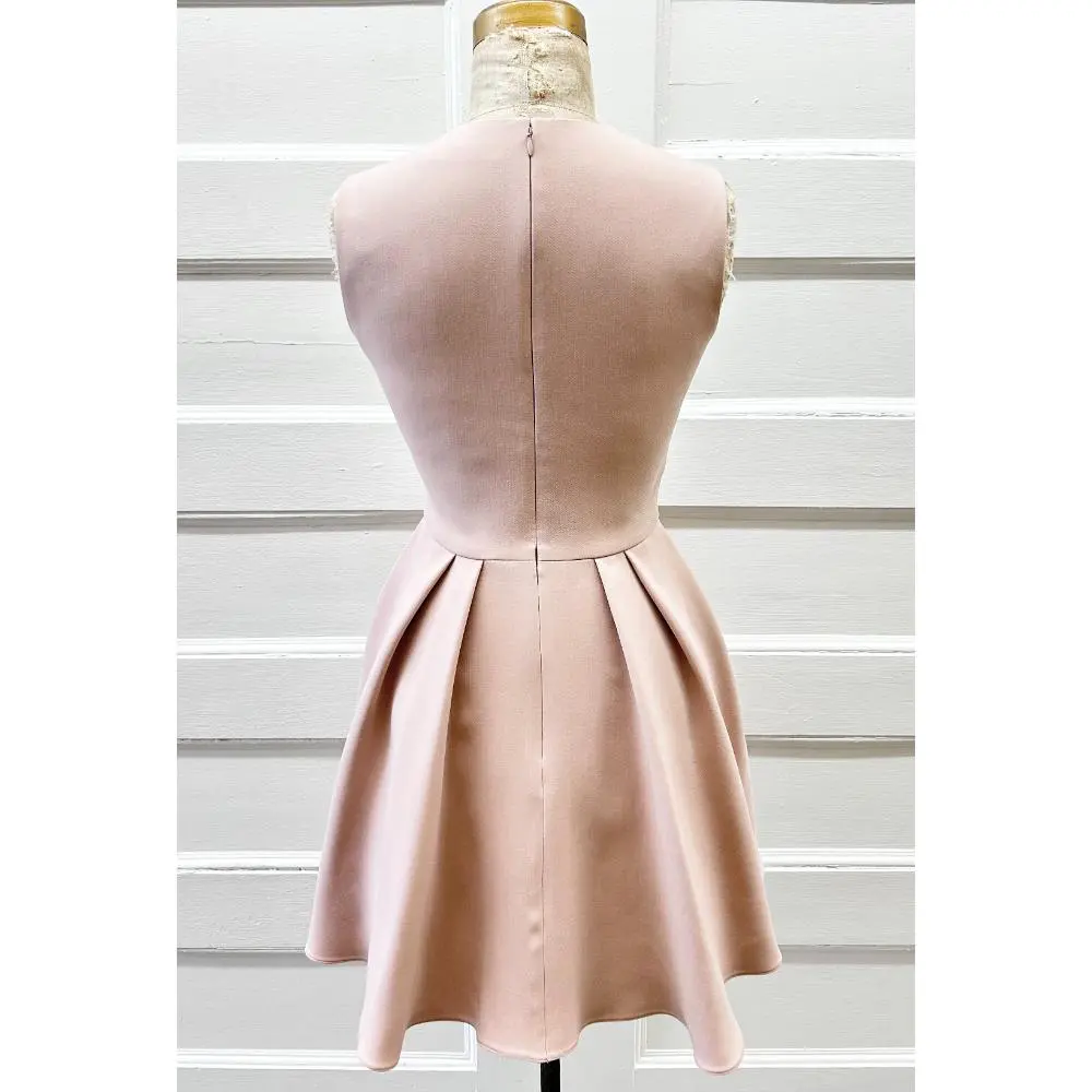 Christian Dior dusty rose wool dress w/ full skirt  & pockets