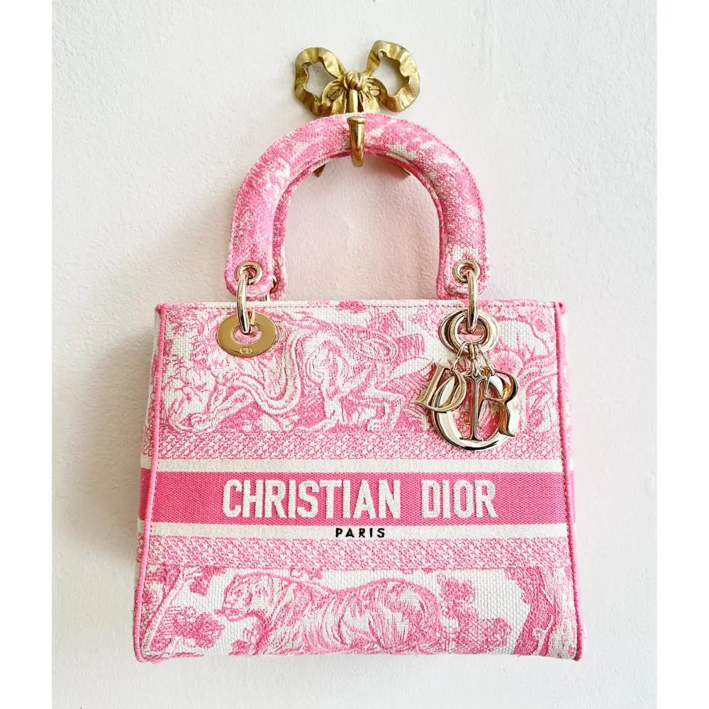 Dior medium Lady D-Lite bag in pink Toile De Jouy w/strap