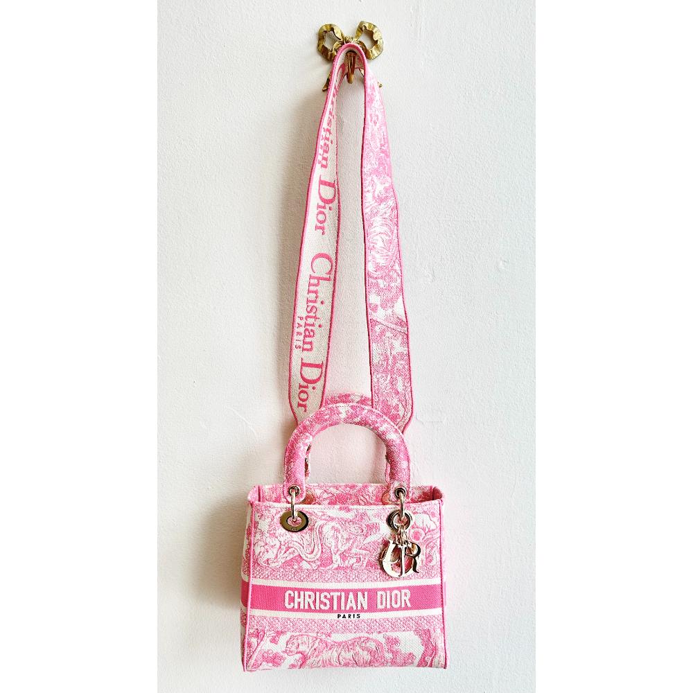 Dior medium Lady D-Lite bag in pink Toile De Jouy w/strap