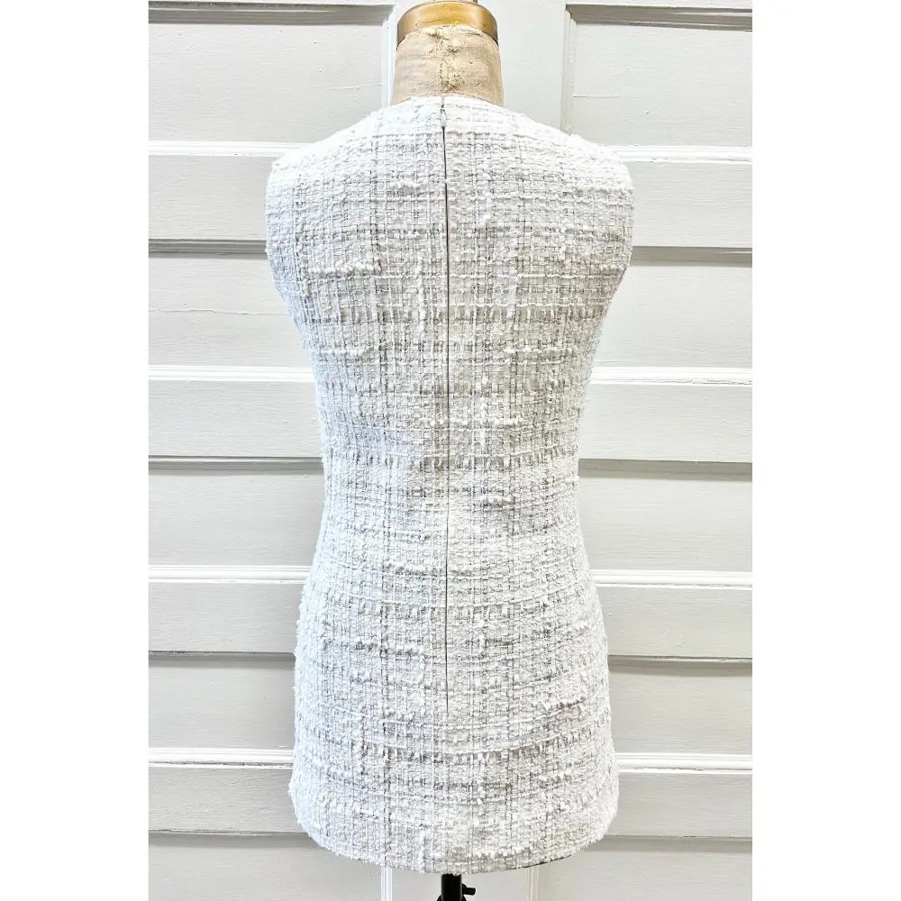 Chanel ivory tweed dress w/ black velvet buttons