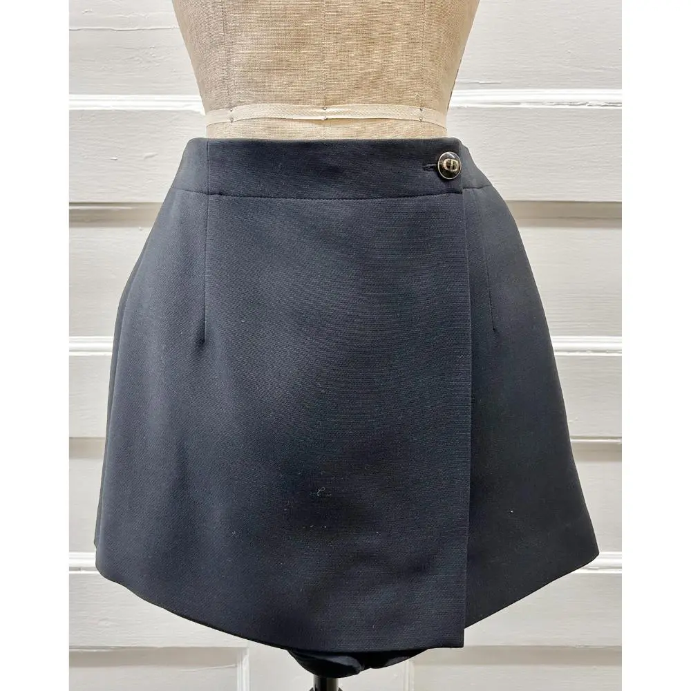 Dior black wool & silk skort