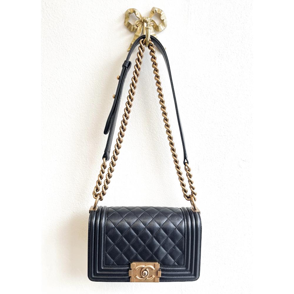 Chanel 2014 small Boy Bag in black quilted lambskin