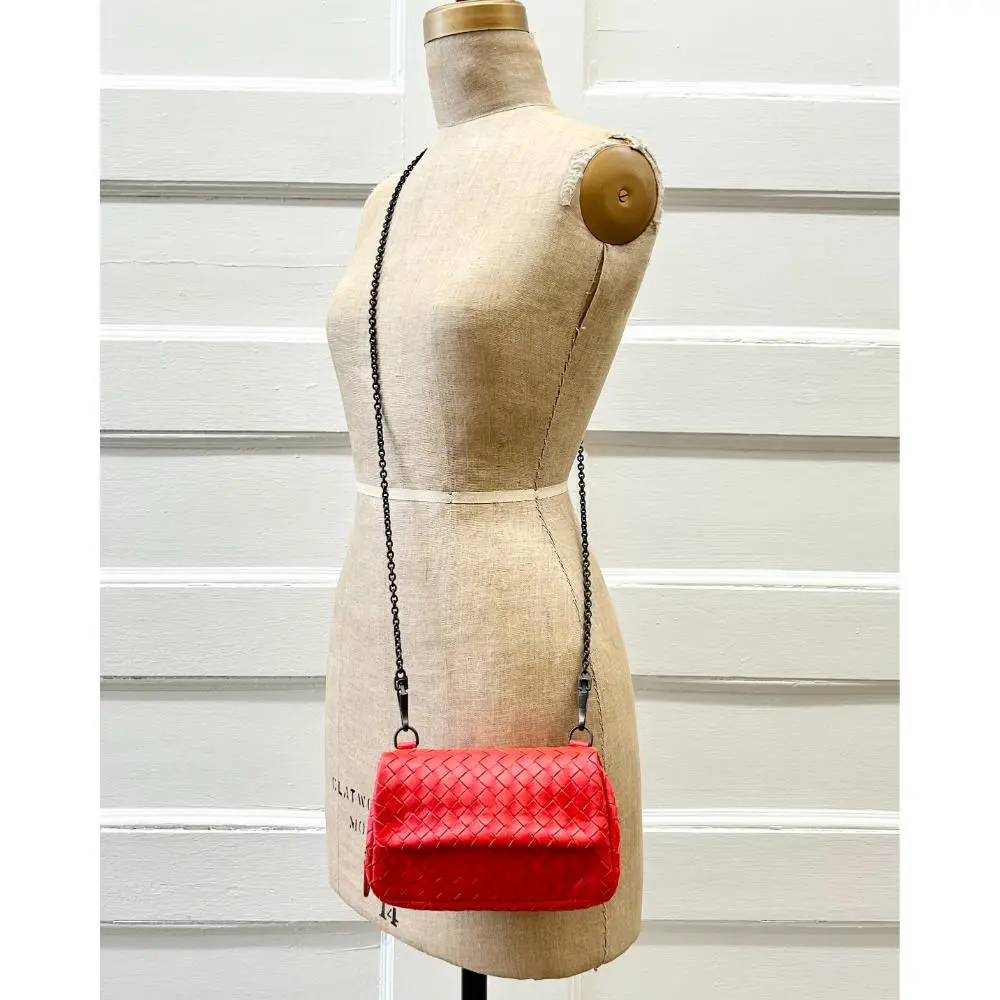 Bottega Veneta vermilion intrecciato leather bag