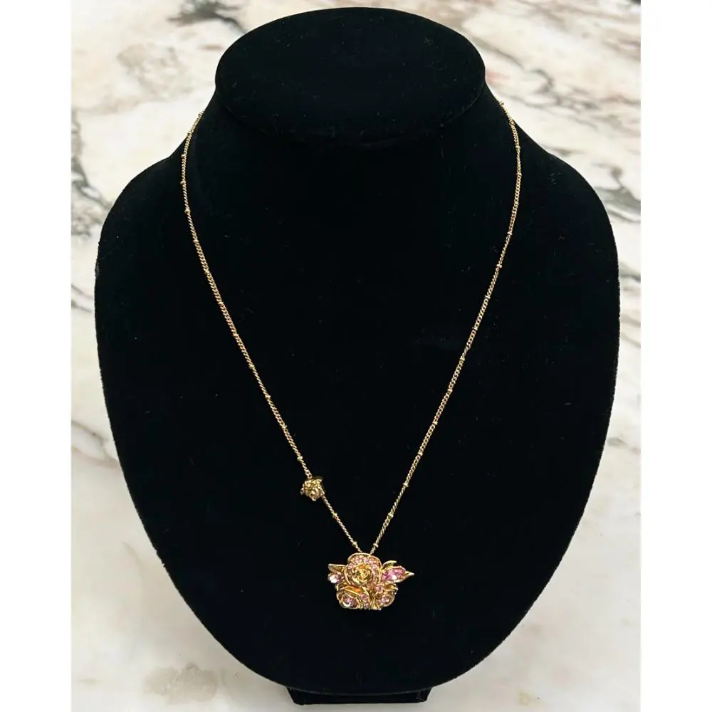 Versace gold chain necklace w/ rose and medusa charms